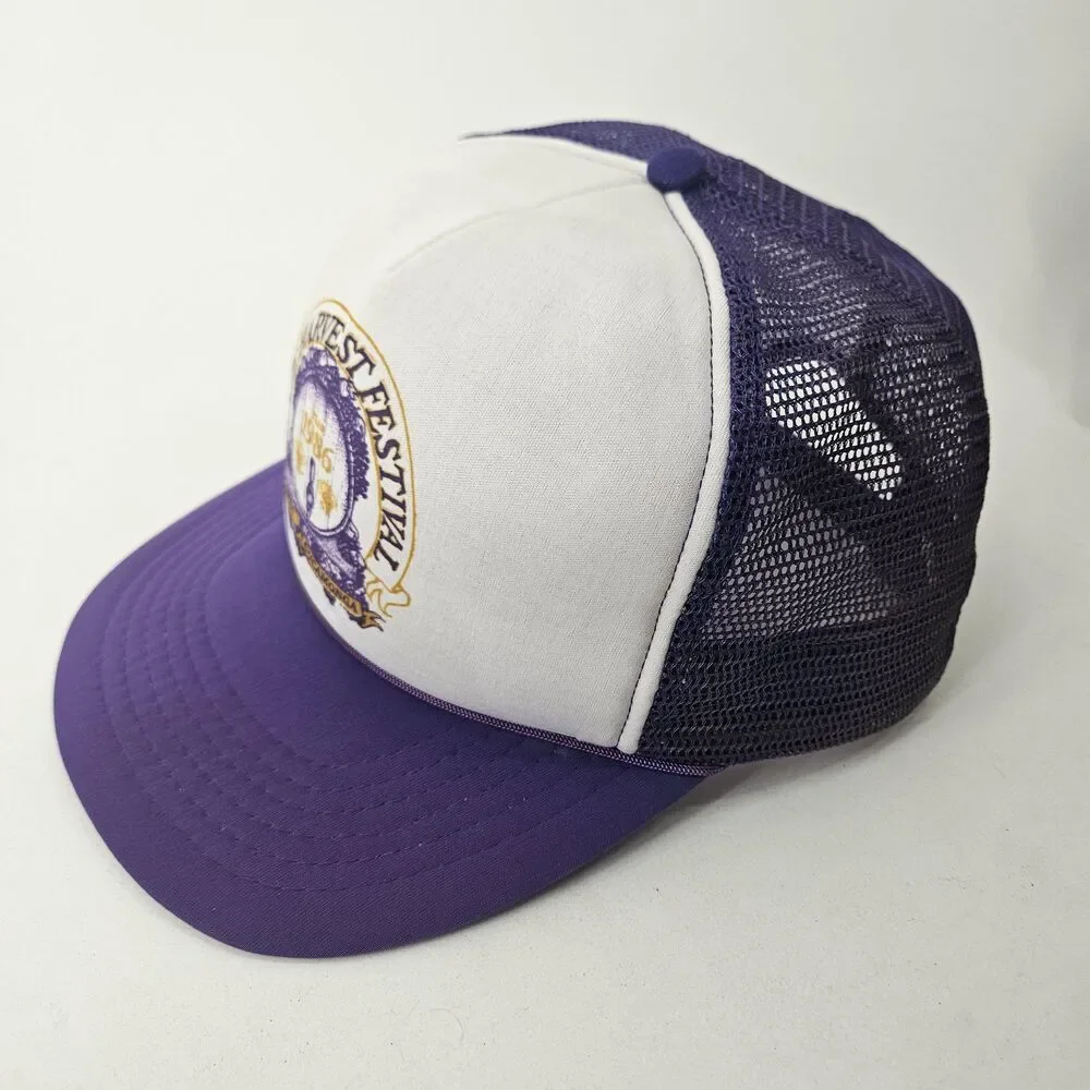Vintage 1986 Rancho Cucamonga Grape Harvest Festival Trucker Hat Cap Purple